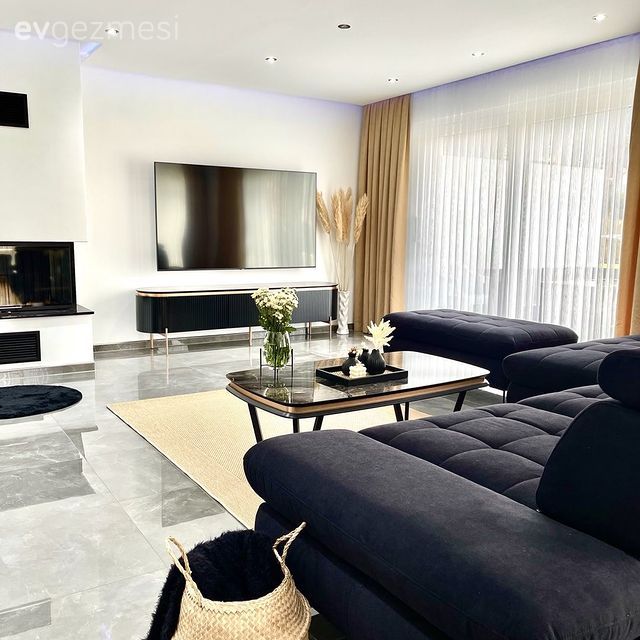 Modern, Salon, Köşe koltuk, Koltuk takımı, Antrasit  , Füme, Vizon, Krem, Sehpa, Halı, Salon halısı, Yuvarlak ayna, Dekoratif ayna, Dekoratif Objeler