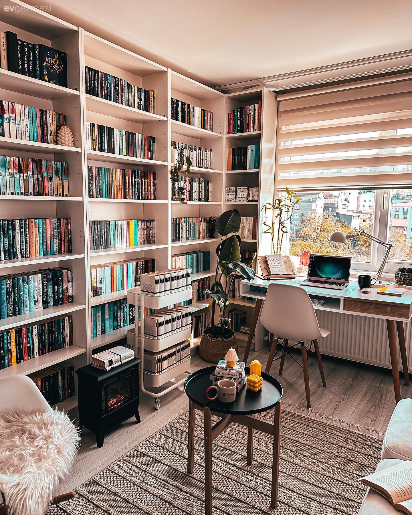 Bir Duvarı Kaplayan Kitaplar Ortamın Ruhunu Ele Geçirmiş!