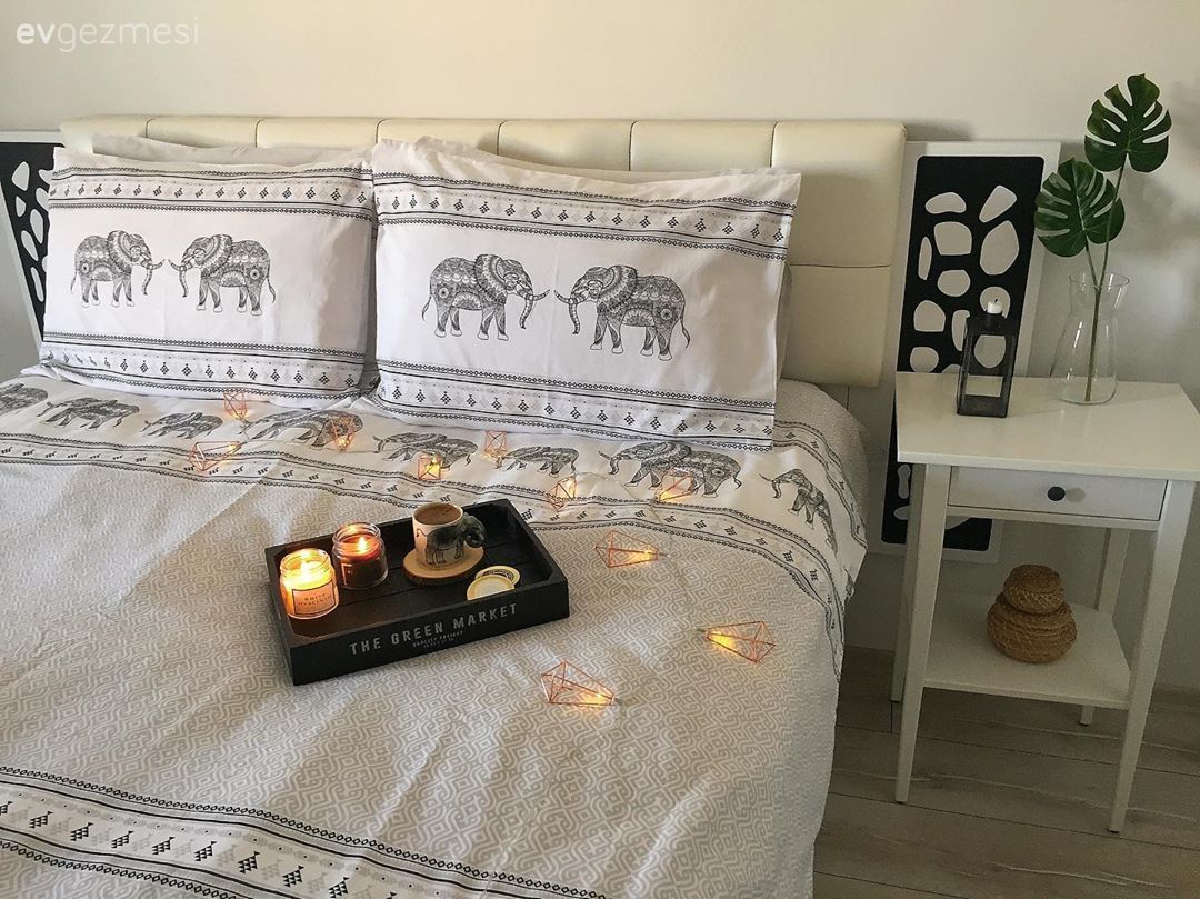 Yatak Odası, Beyaz, Siyah, Komodin, Yatak örtüsü