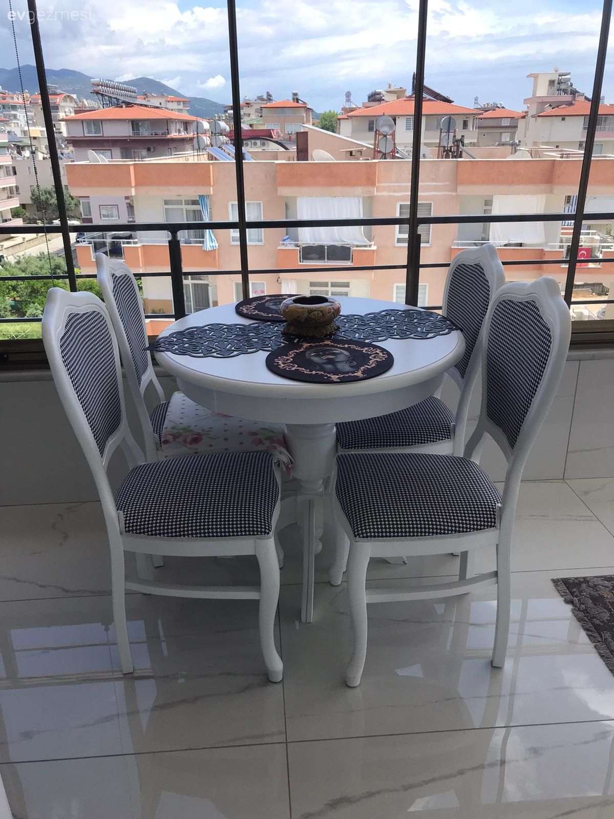 Balkon masası, Sandalye, Gri, Beyaz