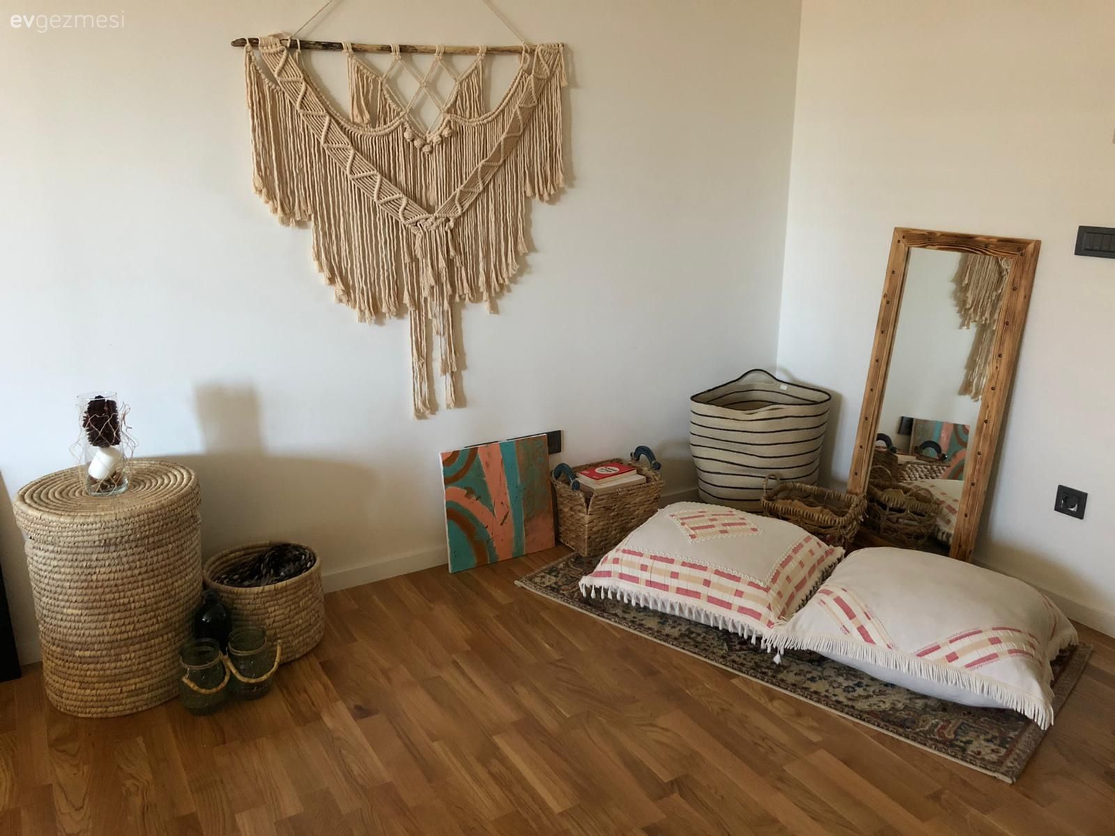 Bohem Dekorasyon, Makrome, Kırlent, Ev tekstili, Sehpa, Ayna