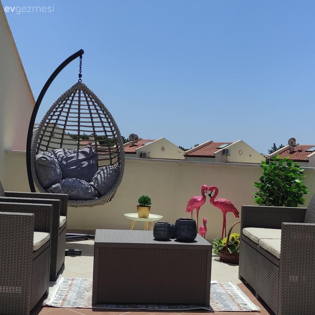 Teras, Stencil, Mobilya boyama, Beyaz, Sandalye, Balkon masası, Salıncak