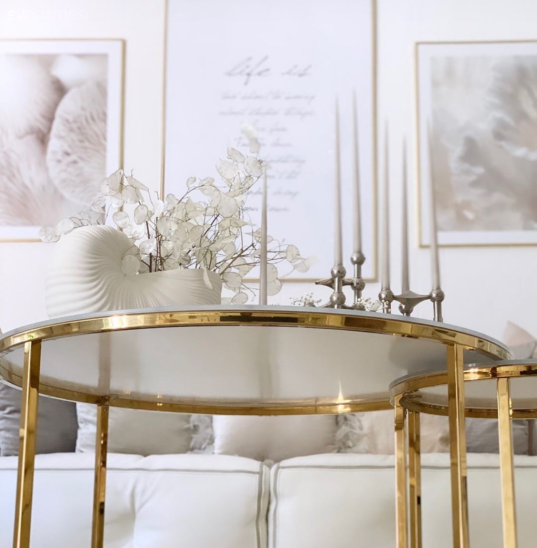 Sehpa üstü aksesuarı, Ev Aksesuar, Dekoratif Objeler, Şamdan, Altın, Tablo, Duvar dekorasyonu