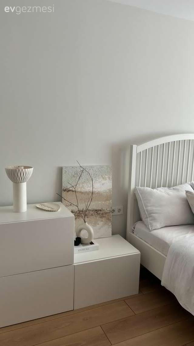 Komodin, Yatak başlığı, Yatak Odası, Beyaz