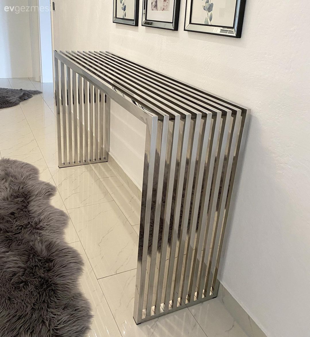 Antre, Gümüş, Çerçeve, Art deko, Duvar dekorasyonu, Post halı, Halı, Metal ayaklı dresuar, Gri