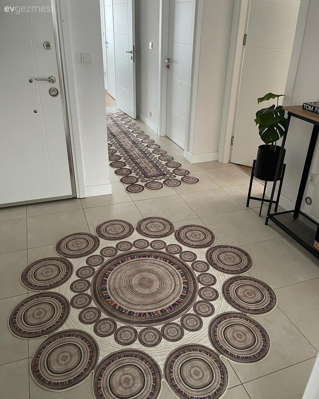 Antre, Siyah, Beyaz, Dresuar, Yuvarlak ayna, Dekoratif ayna, Ev bitkisi, Antre halısı