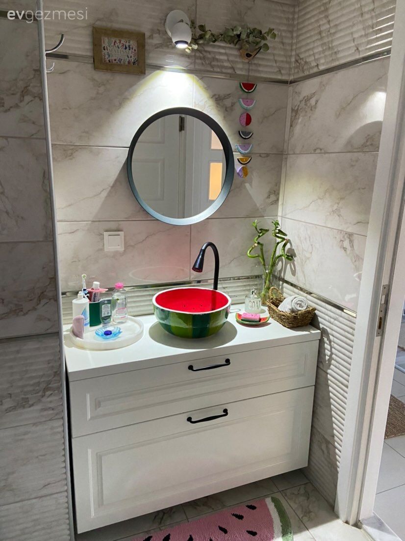 Banyo, Beyaz, Kırmızı, Yeşil, Yuvarlak ayna, Dekoratif ayna, Banyo seramikleri, Siyah, Paspas