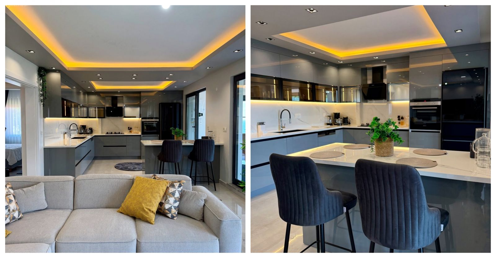 Bu Açık Mutfakta Modern Tarza Göz Kırpan Çok Parça Var