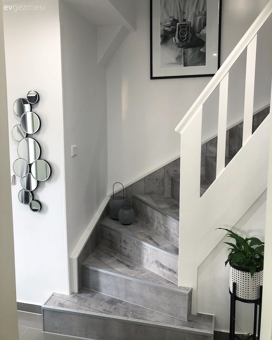 Dubleks evler, Beyaz, Gri, Ayna, Duvar dekorasyonu, Tablo, Çiçeklik