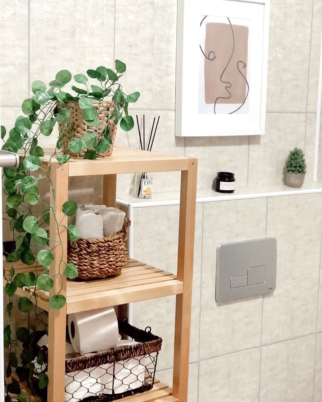 Banyo, Ev bitkisi, Tablo, Duvar dekorasyonu, Banyo seramikleri, Beyaz, Hasır