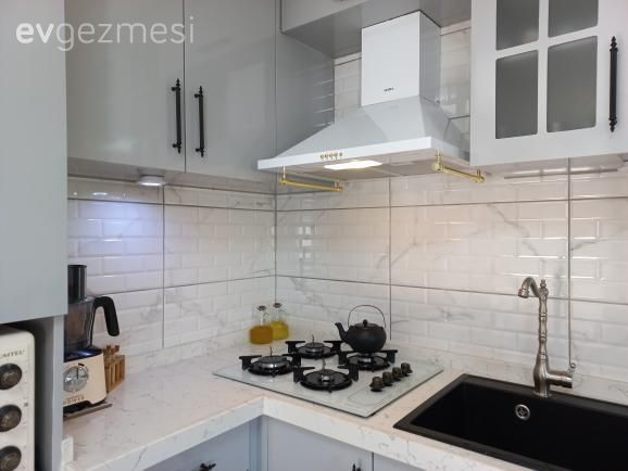 Gri, Beyaz, Mutfak tezgahı, Mutfak, Mutfak tezgah arası, Davlumbaz