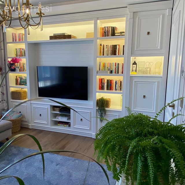 Tv ünitesi, Tv ünitesi aksesuarları, Ev Aksesuar, Beyaz, Ev bitkisi