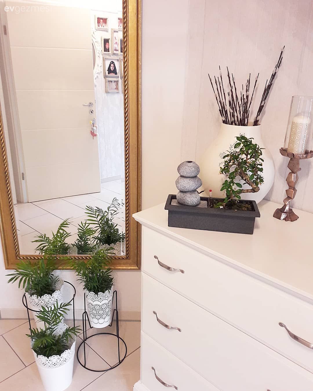 Antre, Boy aynası, Ayna, Altın, Dresuar, Beyaz, Vazo, Ev Aksesuar