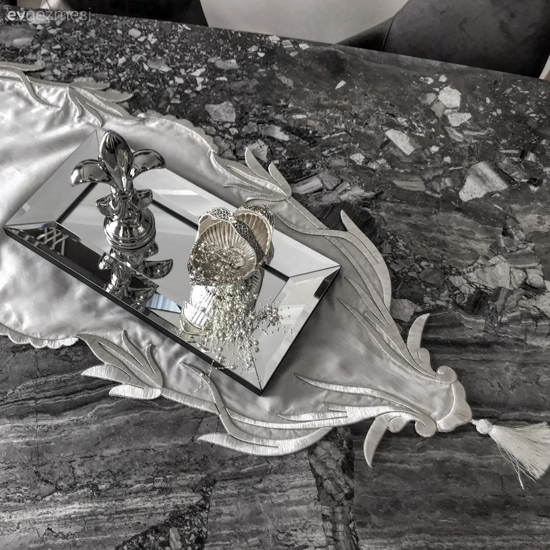 Sehpa üstü aksesuarı, Ev Aksesuar, Aynalı tepsi, Aynalı aksesuar, Runner, Ev tekstili