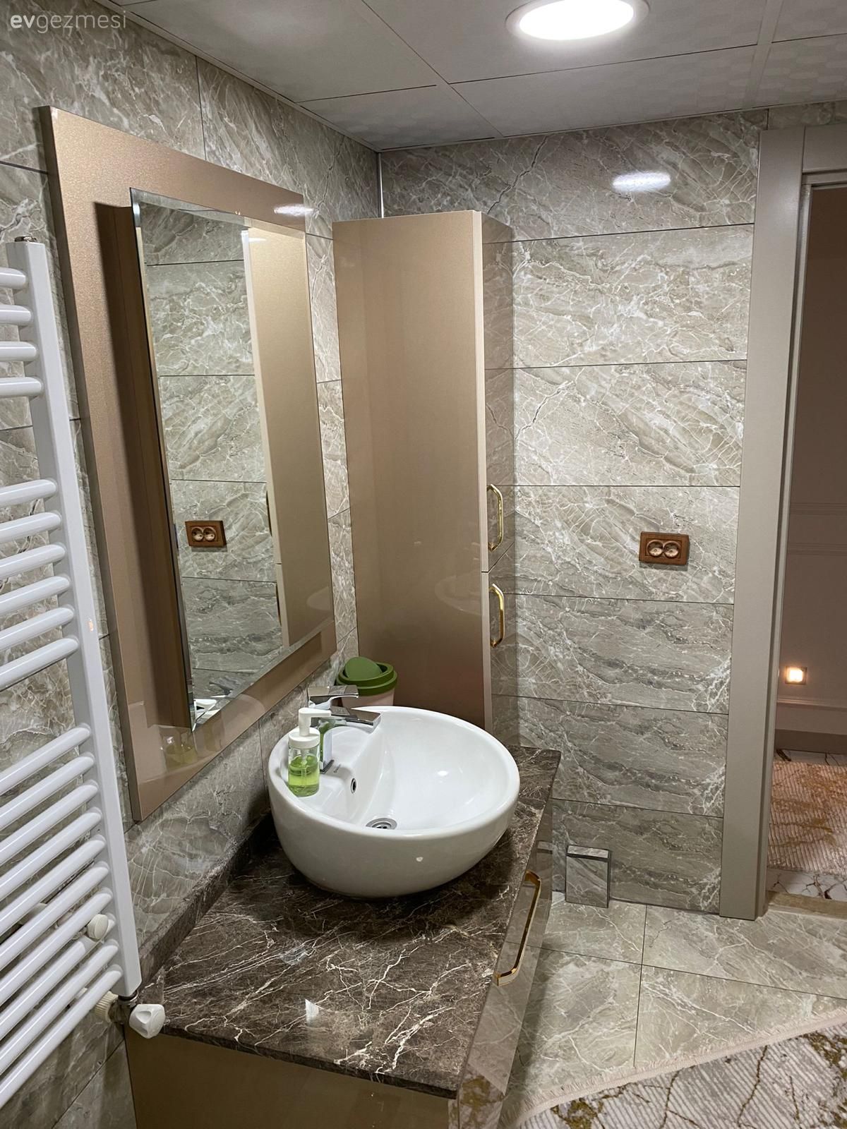 Banyo, Vizon, Krem, Bej, Beyaz, Banyo dolabı, Banyo aynası, Duşakabin