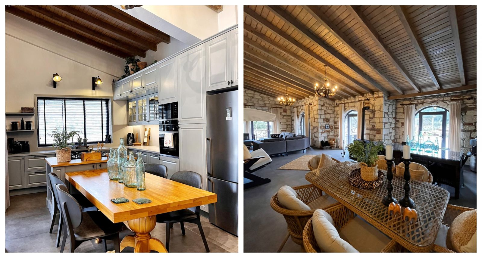 Yüksek Tavanlı Bu Alaçatı Evi Taş ve Ahşabın Uyumuna Teslim Olmuş