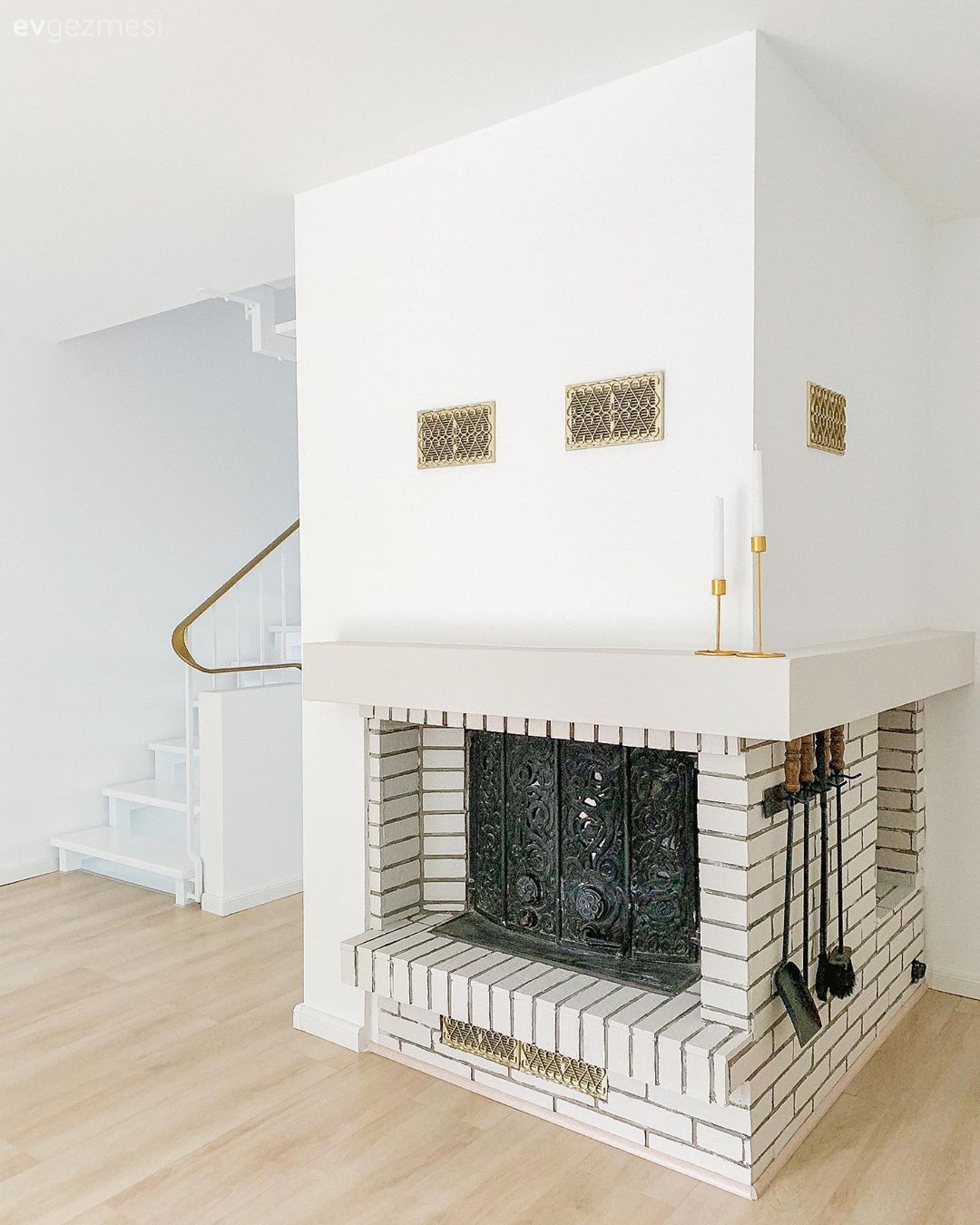 Şömine, Beyaz, Çerçeve, Şamdan, Ev Aksesuar, Dubleks evler, Merdiven