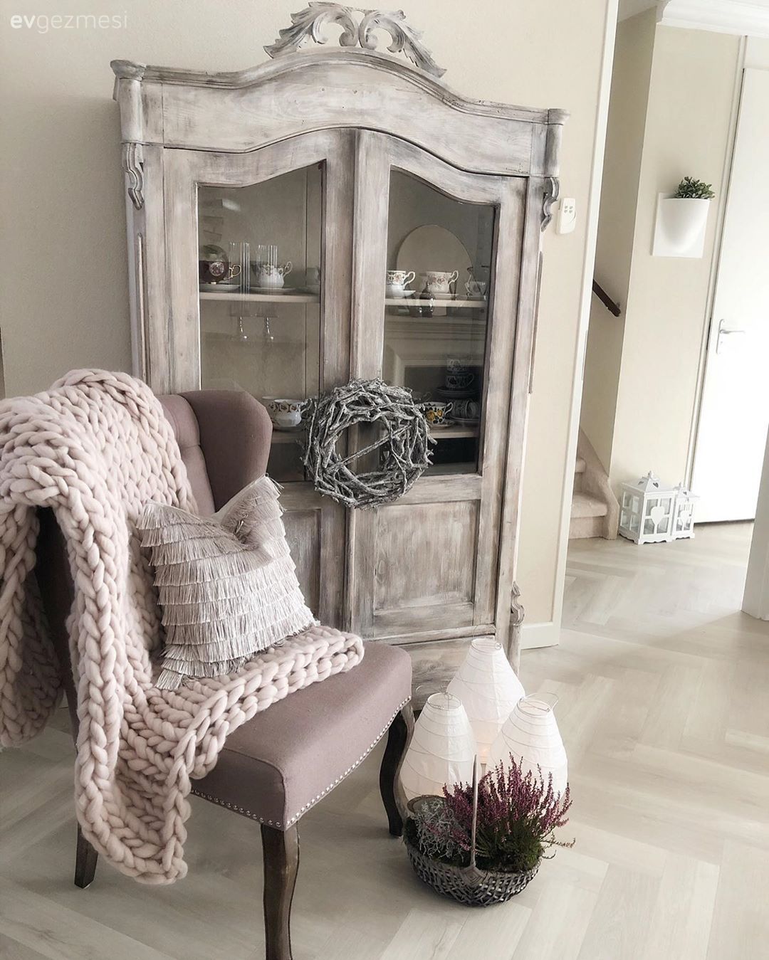 Country, Oymalı mobilya, Sandalye, Vizon, Bej, Krem, Fener, Ev Aksesuar