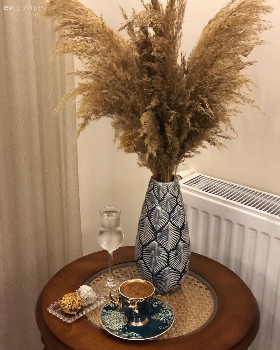 Sehpa, Ahşap Mobilya, Vazo, Ev Aksesuar, Pampas otu