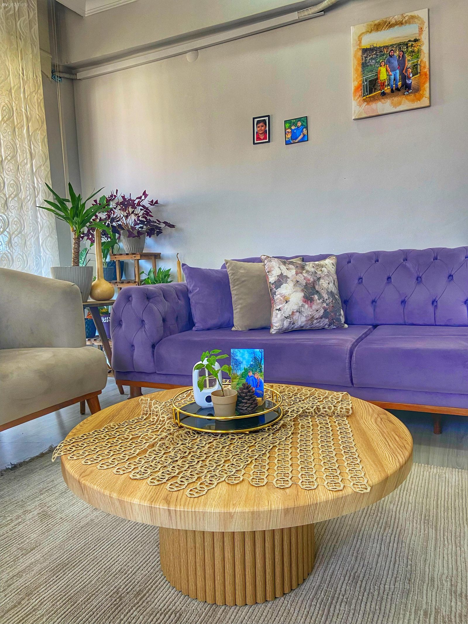 Salon, Rustik, Ahşap Mobilya, Gri, Vizon, Koltuk takımı, Orta sehpa, Sehpa, Halı