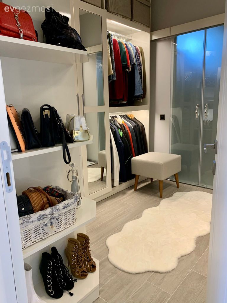 Giyinme odası, Beyaz, Post halı, Halı, Puf