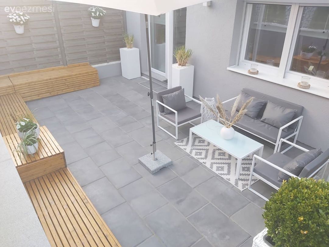 Bahçe, Bahçe oturma grubu, Bahçe masası, Gri, Beyaz