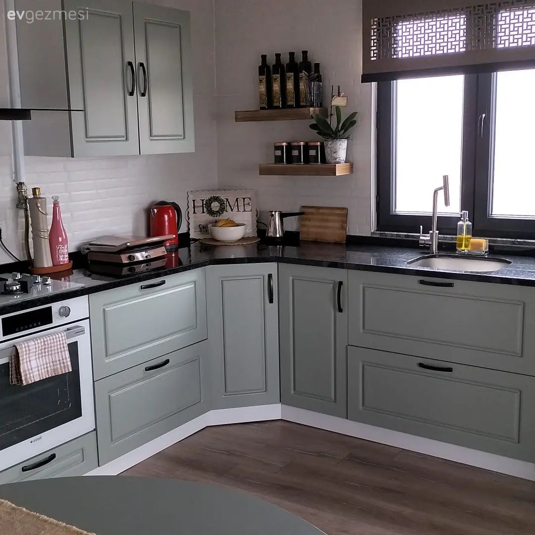 Mutfak, Gri, Beyaz, Siyah, Mutfak tezgahı, Mutfak tezgah arası, Tezgah arası seramik, Mutfak aksesuarları