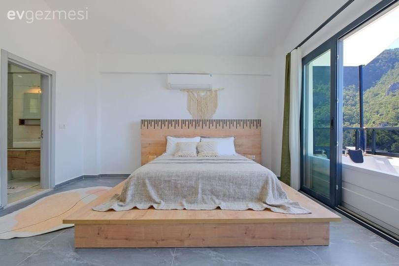 Yatak Odası, Ahşap Mobilya, Beyaz, Yatak başlığı, İskandinav, Bohem Dekorasyon