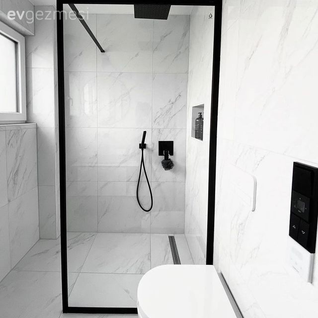 Banyo, Beyaz, Siyah, Duşakabin, Banyo seramikleri