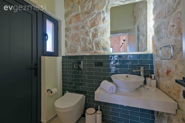 Banyo, Taş ev, Yeşil, Seramik