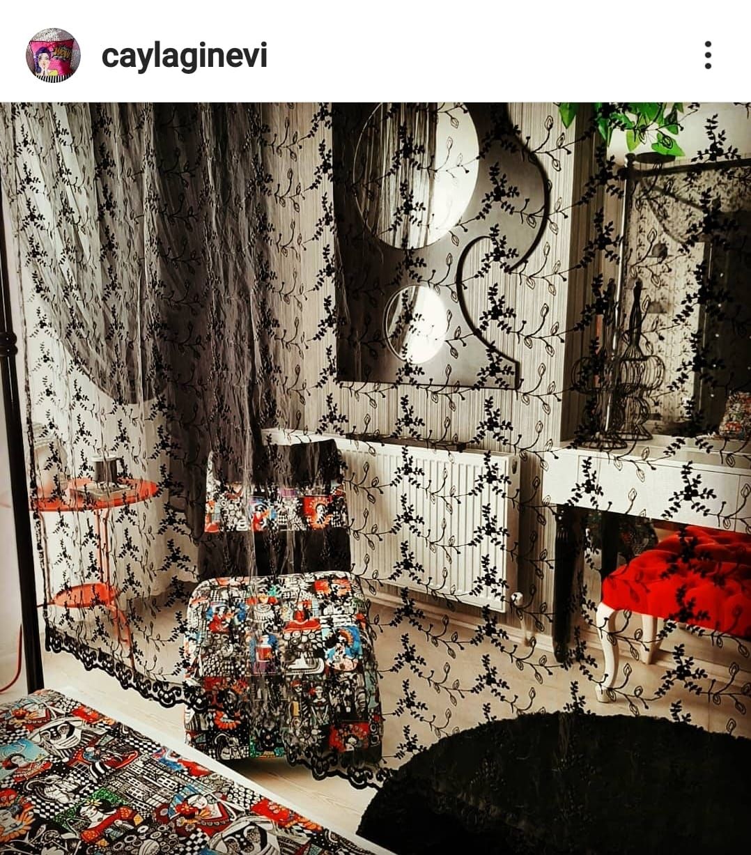 Yatak Odası, Siyah, Cibinlik, Ayna, Puf, Makyaj masası