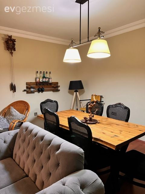 Yemek Odası, Sandalye, Ahşap masa, Yemek masası, Yemek odası avizesi, Parke, Abajur, Aydınlatma