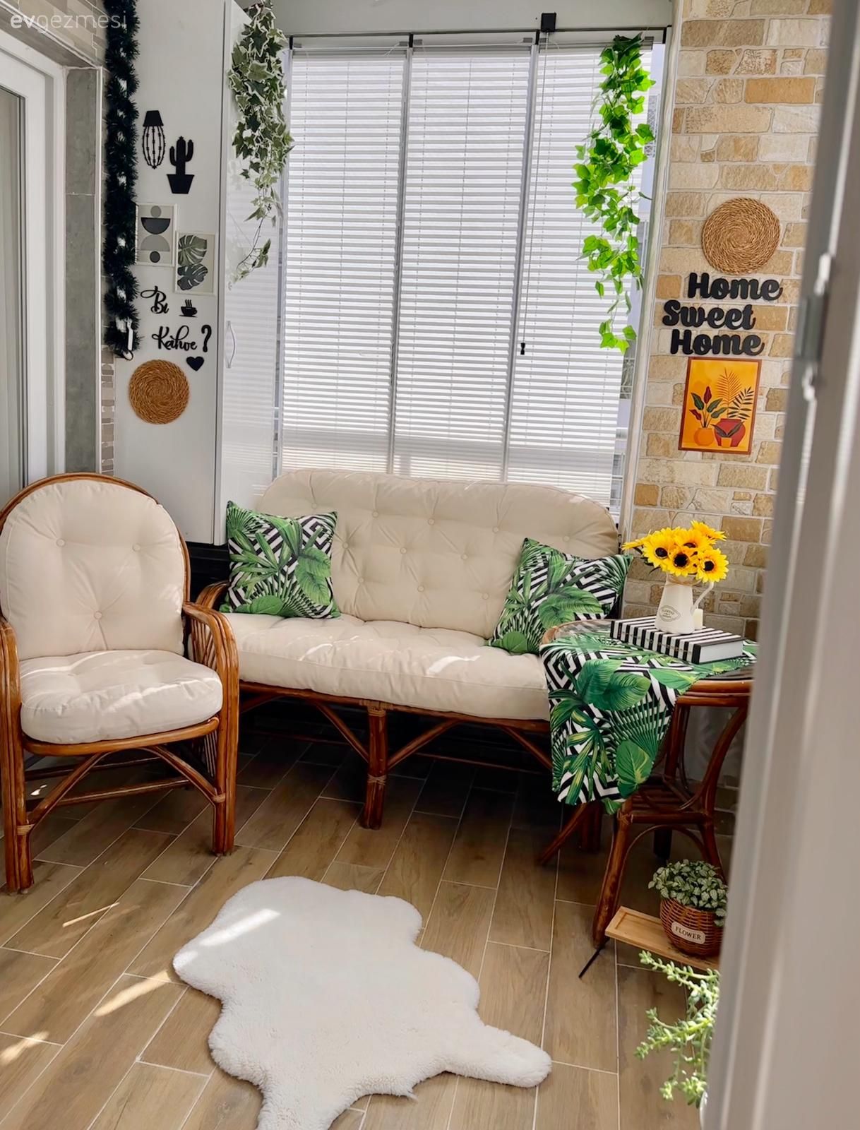 Balkon, Bohem Dekorasyon, Balkon oturma grubu, Balkon perdesi