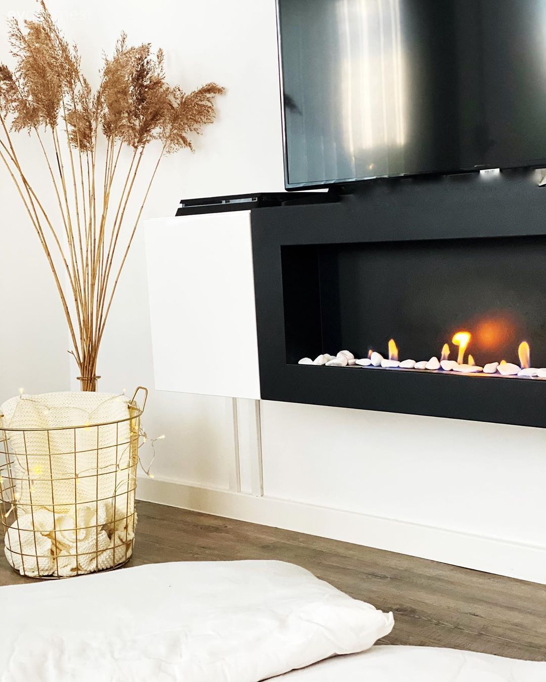 Beyaz, Siyah, Şömine, Vazo, Ev Aksesuar, Pampas otu