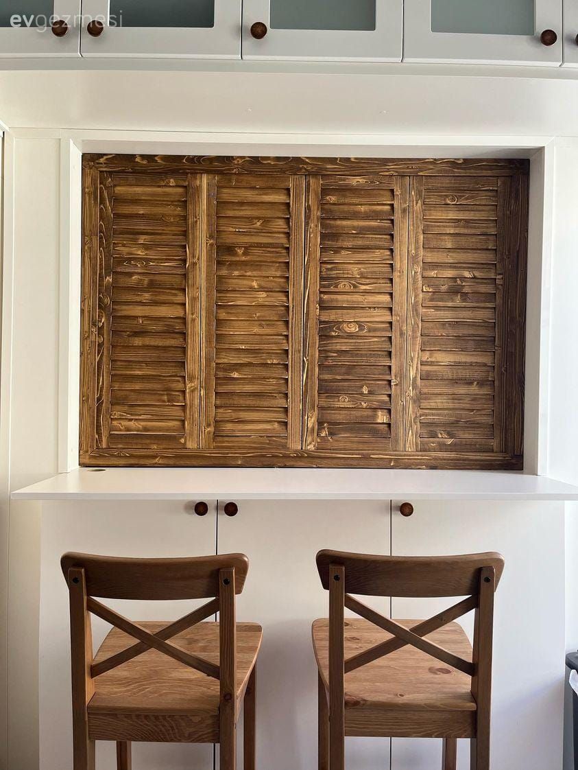 Amerikan Mutfak, Mutfak, Beyaz, Beyaz ve ahşap mutfak, Ahşap Mobilya, Sandalye