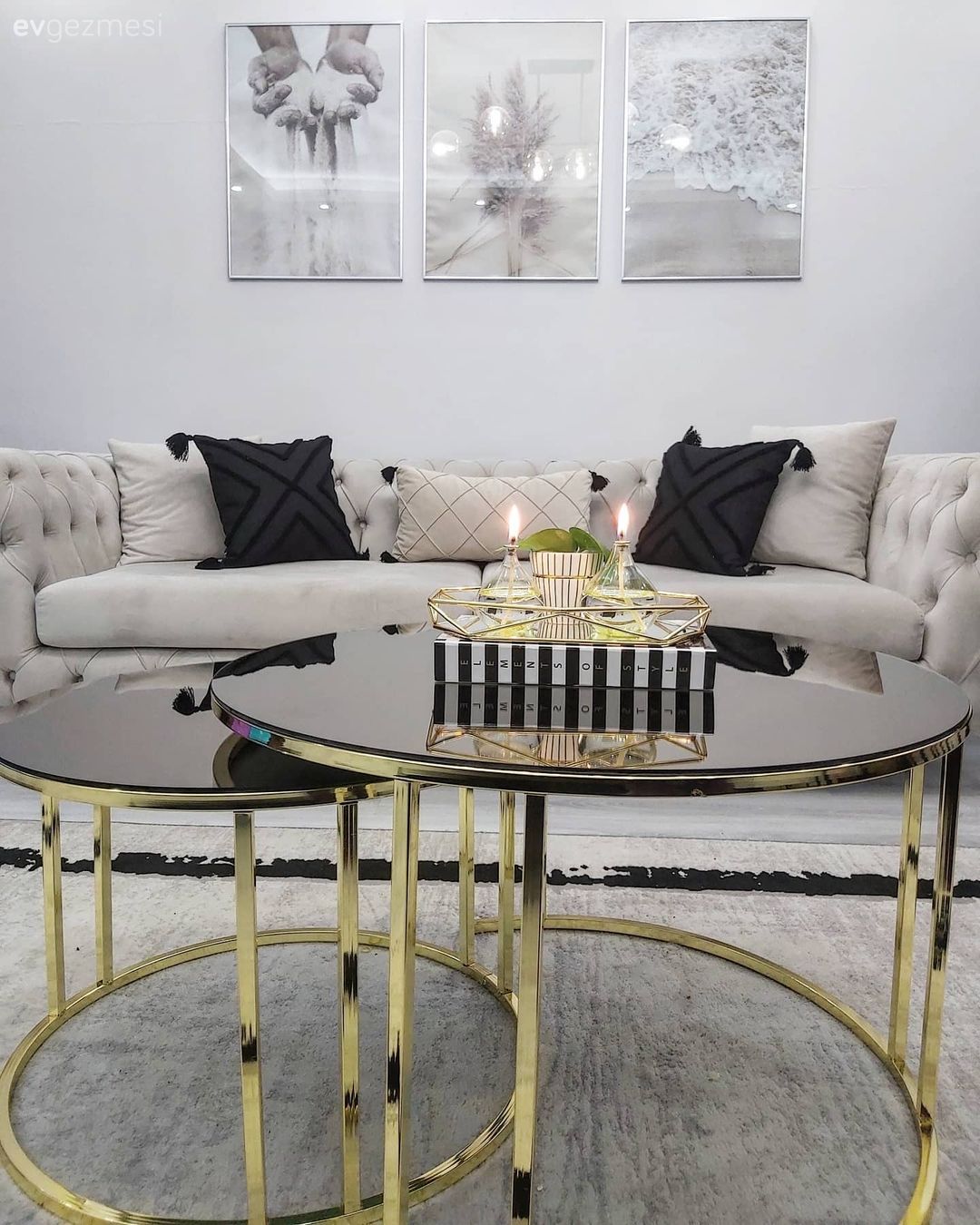 Orta sehpa, Sehpa, Beyaz, Siyah, Altın, Koltuk takımı, Kırlent, Ev tekstili, Sehpa üstü aksesuarı, Ev Aksesuar