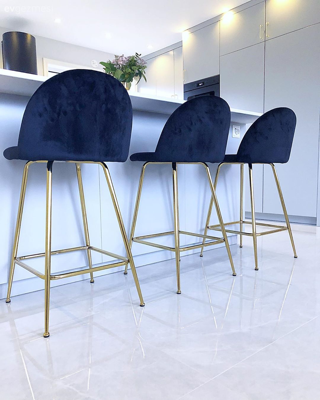 Lacivert, Altın, Beyaz, Gri, Ada mutfak, Mutfak, Bar masa & sandalyeleri, Sandalye, Mutfak zemin seramikleri