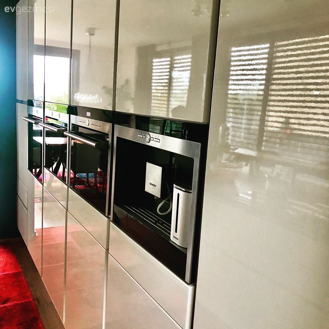 Amerikan Mutfak, Mutfak, Siyah, Beyaz, Modern mutfak, Mutfak aksesuarları, Kırmızı, Cam Ankastre, Ankastre