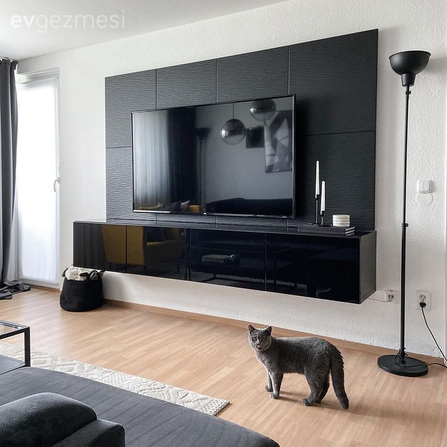 Siyah duvar, Tv ünitesi, Tv ünitesi aksesuarları, Ev Aksesuar, Lambader, Aydınlatma