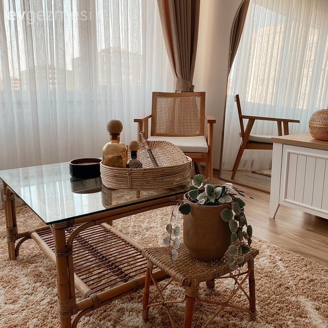 Rattan sandalye, Yan sehpa, Sehpa, İskandinav, Halı, Tv ünitesi, Çerçeve, Fon perde, Perde, Tül perde, Orta sehpa, Cam orta sehpa