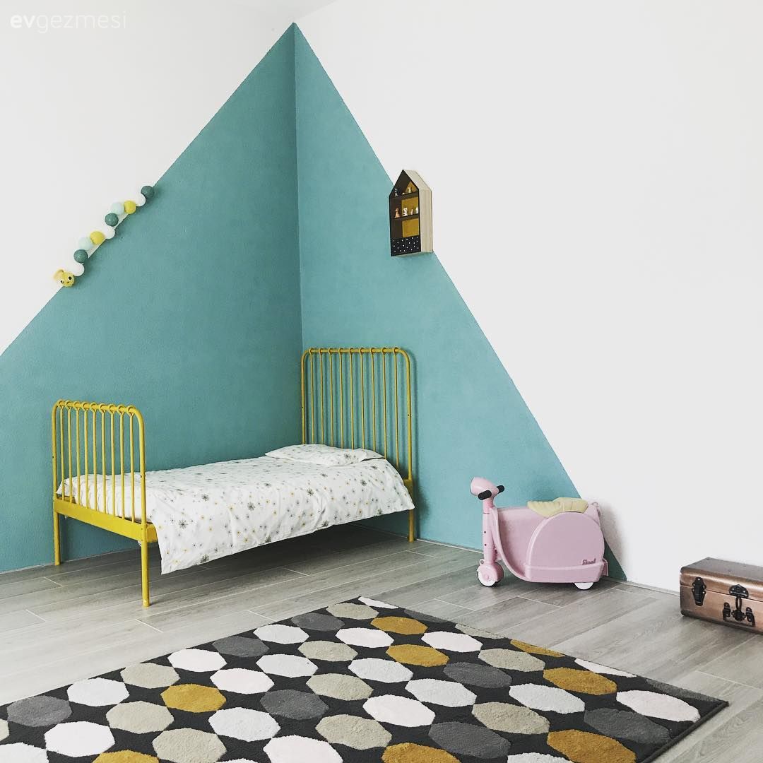 Çocuk Odası, Beyaz, Mavi, Sarı, Çocuk odası duvar dekorasyonu, Çocuk odası halısı