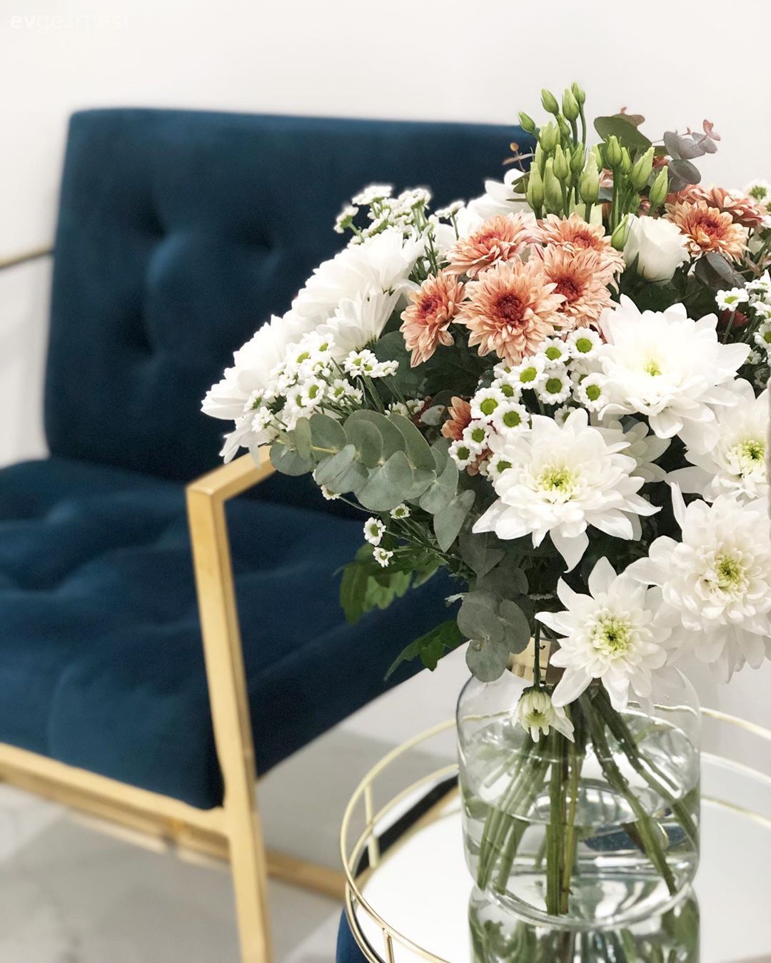 Berjer, Parlament mavisi, Altın, Vazo, Ev Aksesuar, Çiçekler