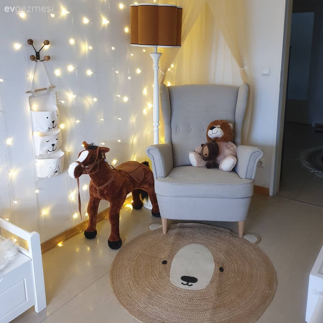 Çocuk Odası, Berjer, Yuvarlak halı, Halı, Led peri ışık, Çocuk odası halısı