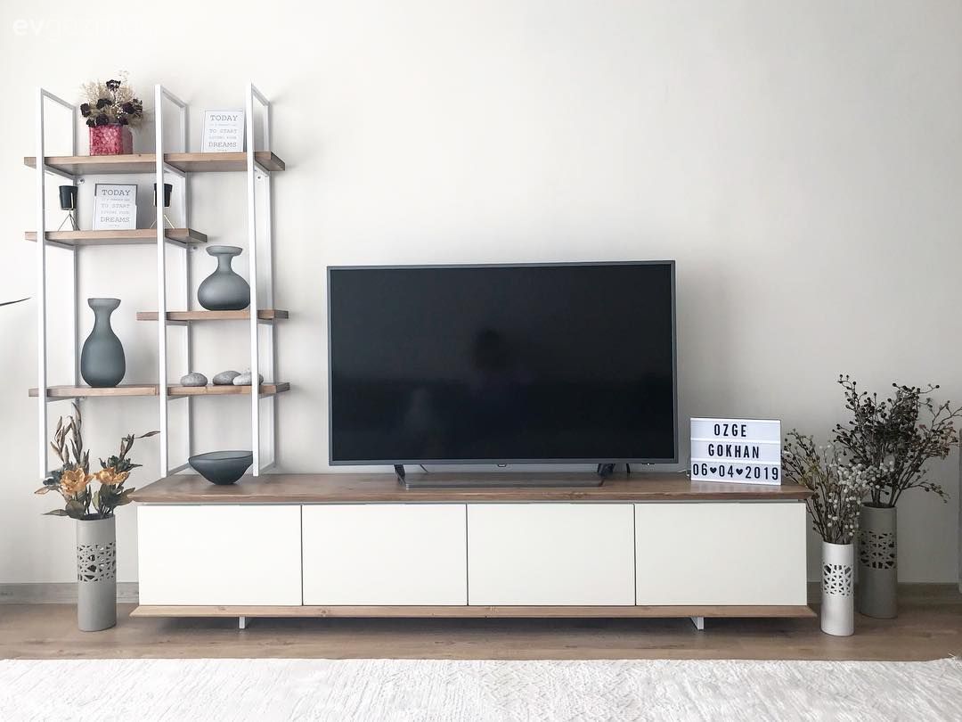 Tv ünitesi, Tv ünitesi aksesuarları, Ev Aksesuar, Dekoratif Objeler, Vazo, Beyaz, Ahşap Mobilya