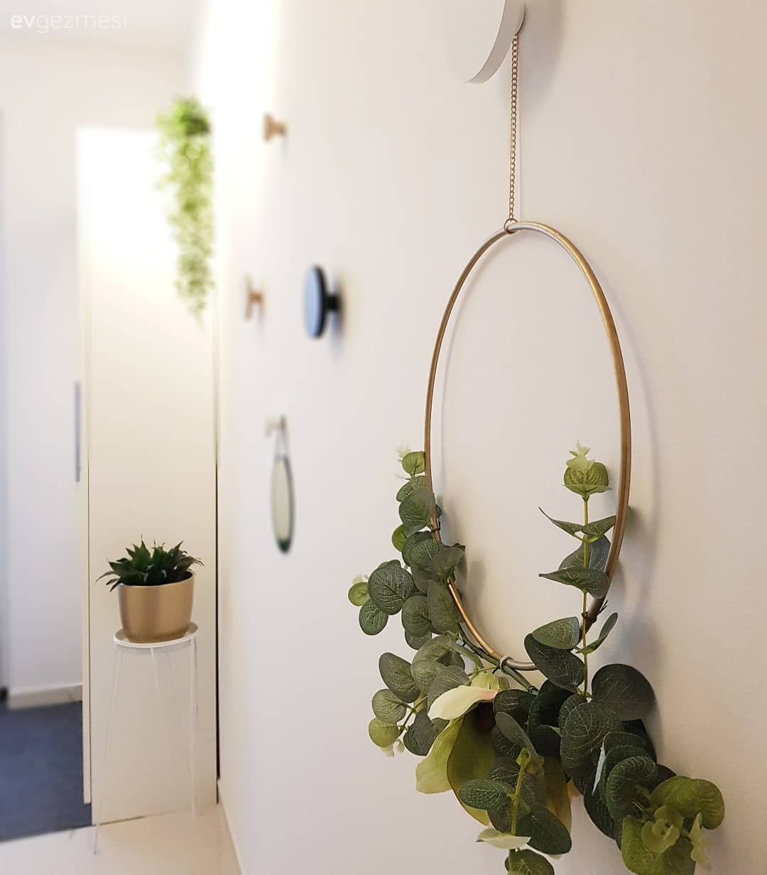 Antre, Vestiyer, Duvar dekorasyonu, Saksı, Çiçeklik, Beyaz, Yeşil, Altın