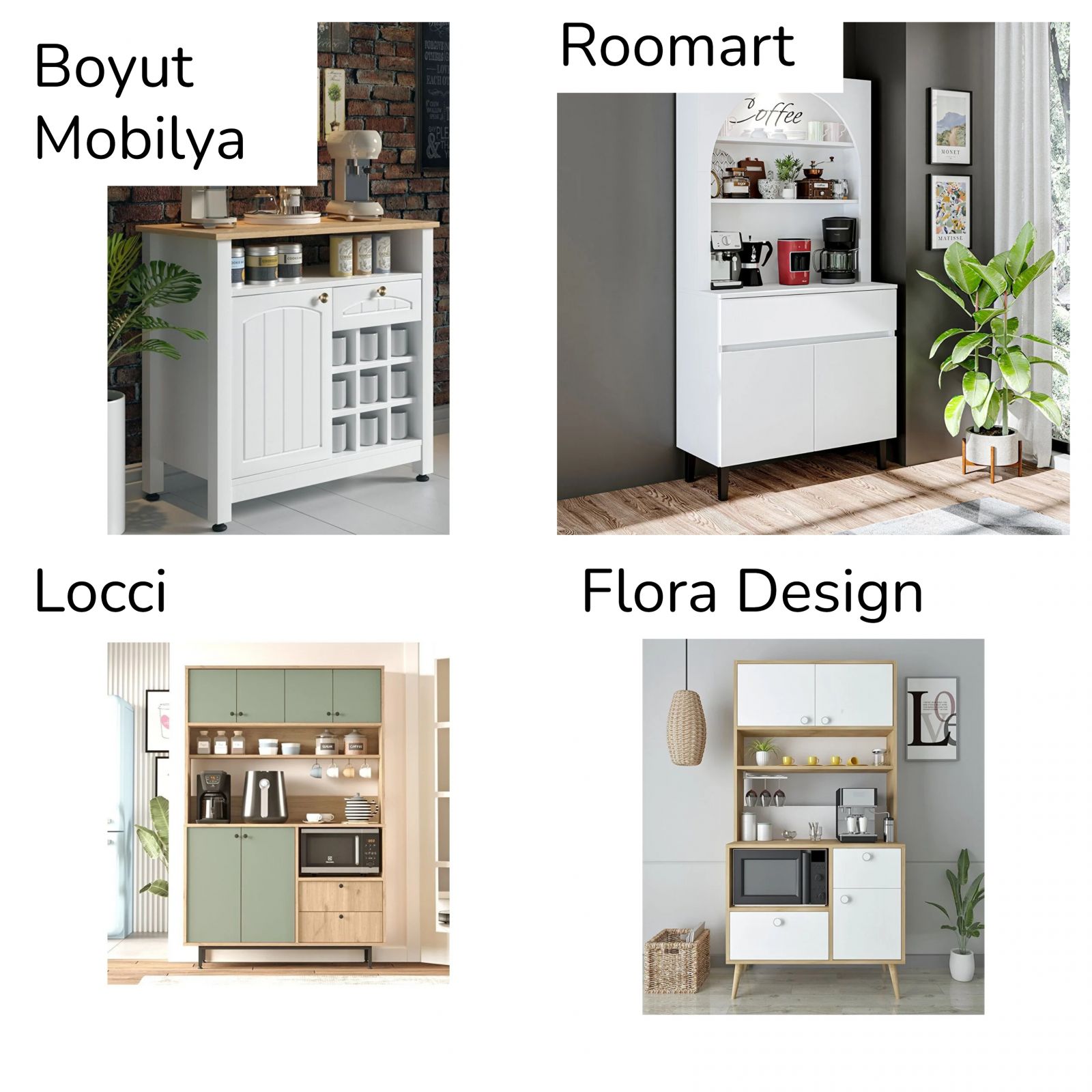 Hazır Kahve Köşesi Dolabı Alacaklara Farklı Markalardan Örnekler