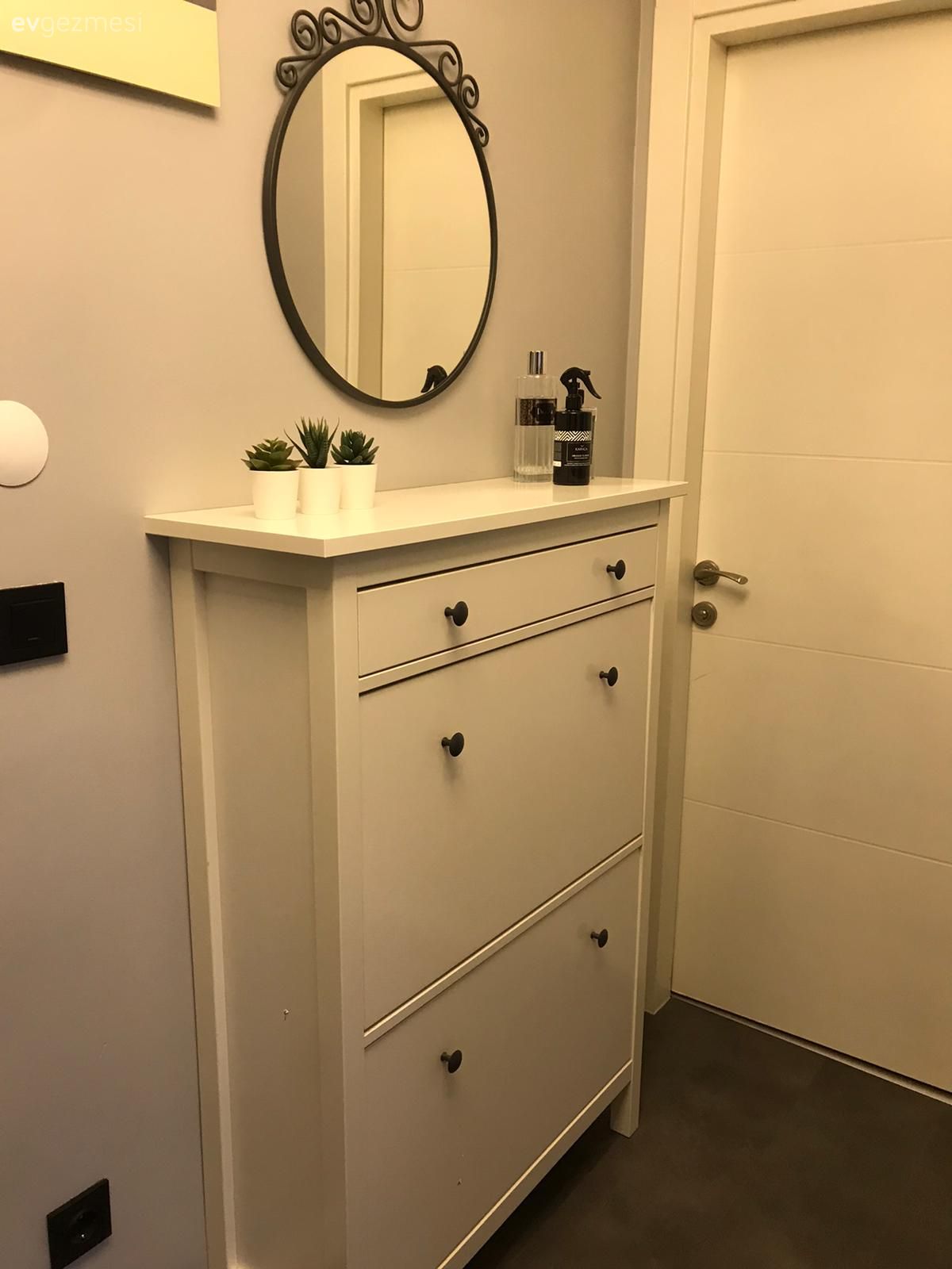 Beyaz, Dresuar, Yuvarlak ayna, Dekoratif ayna, Siyah