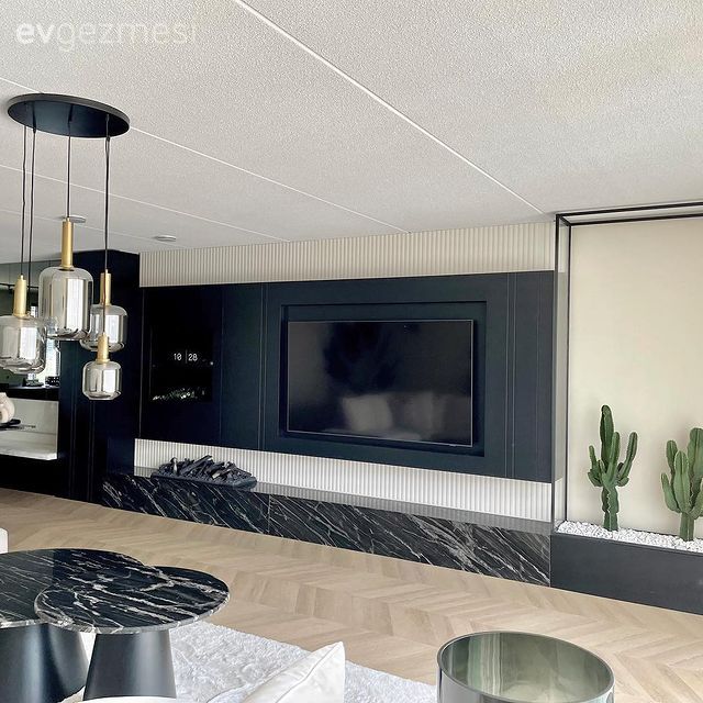 Tv ünitesi, Tv ünitesi aksesuarları, Ev Aksesuar, Siyah, Beyaz, Şömine, Orta sehpa, Sehpa, Yuvarlak sehpa, Avize, Aydınlatma, Salon avizesi, Ev bitkisi, Parke