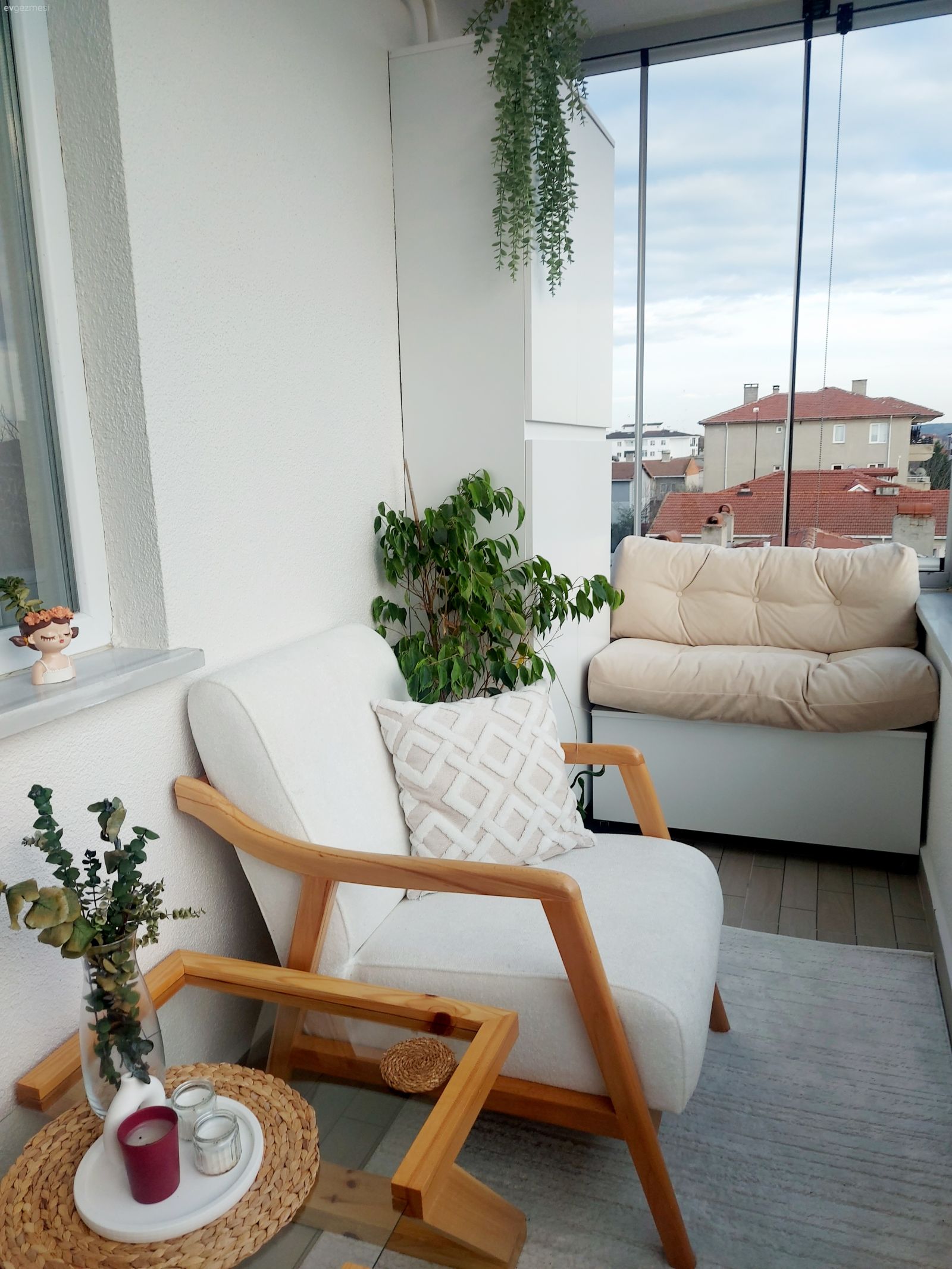 Balkon, Beyaz, Krem, Kapalı balkon, Ev bitkisi