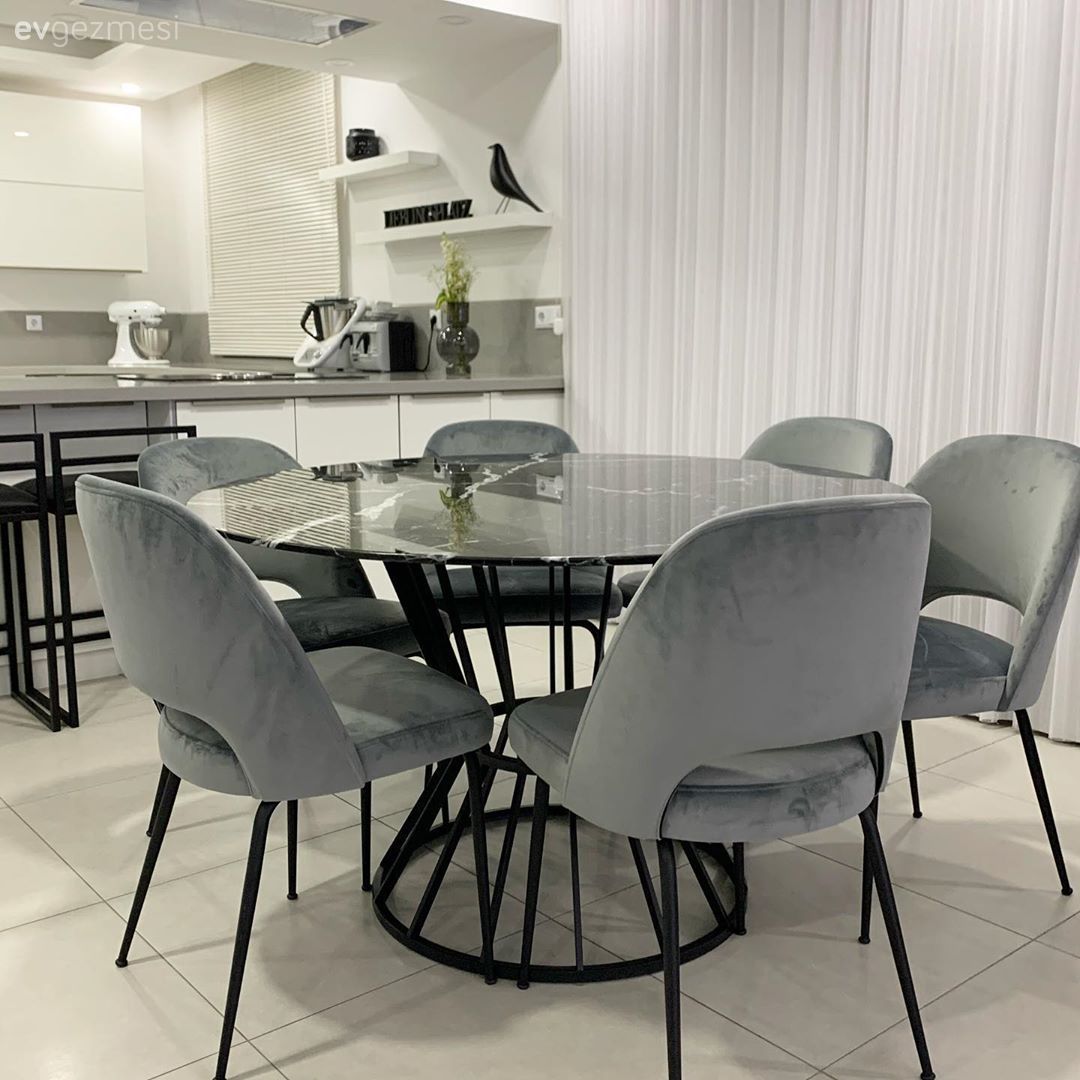 Yemek masası, Sandalye, Gri, Siyah, Beyaz, Modern